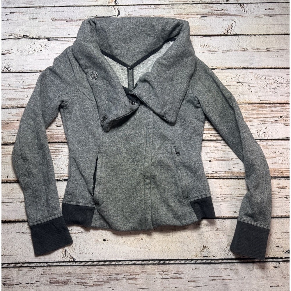 Lululemon Karmacollected Jacket Cowl Fleece Lined Soft Full Zip Thumb Holes Sz 6